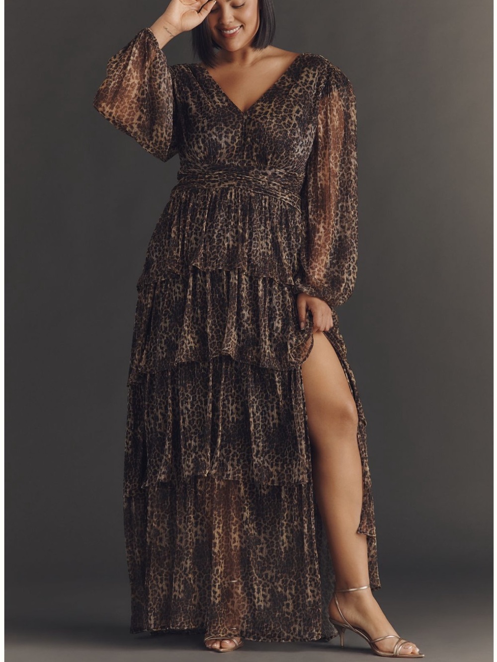 Astr The Label AniBrown Leopard-Print Tiered Maxi Dress